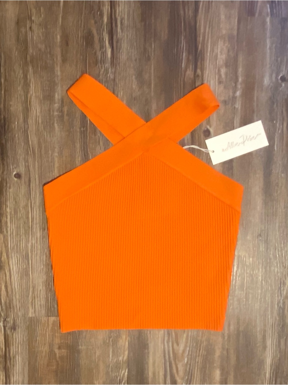 Orange Crisscross Ribbed Crop Top